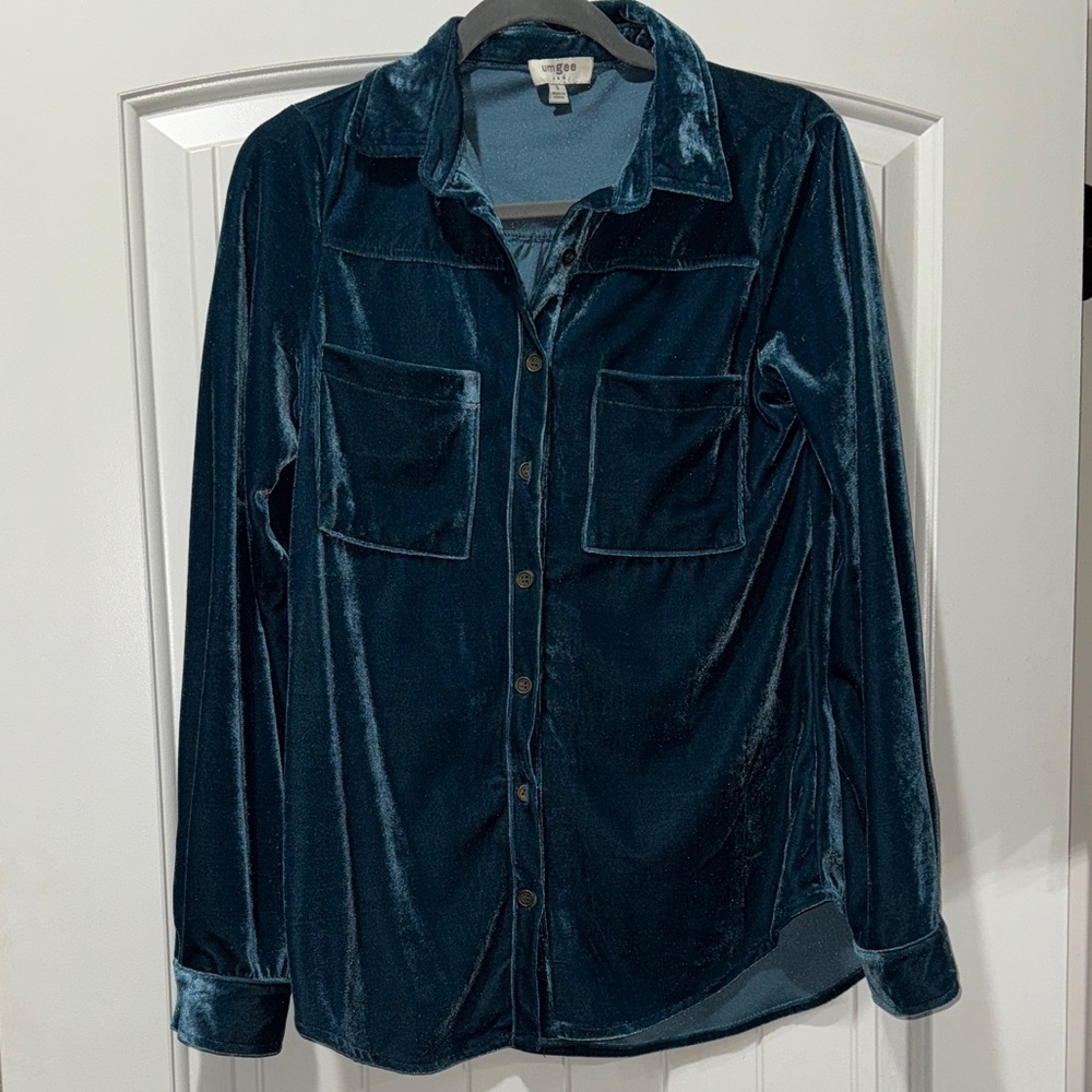 Velvet Button-Up Shirt
